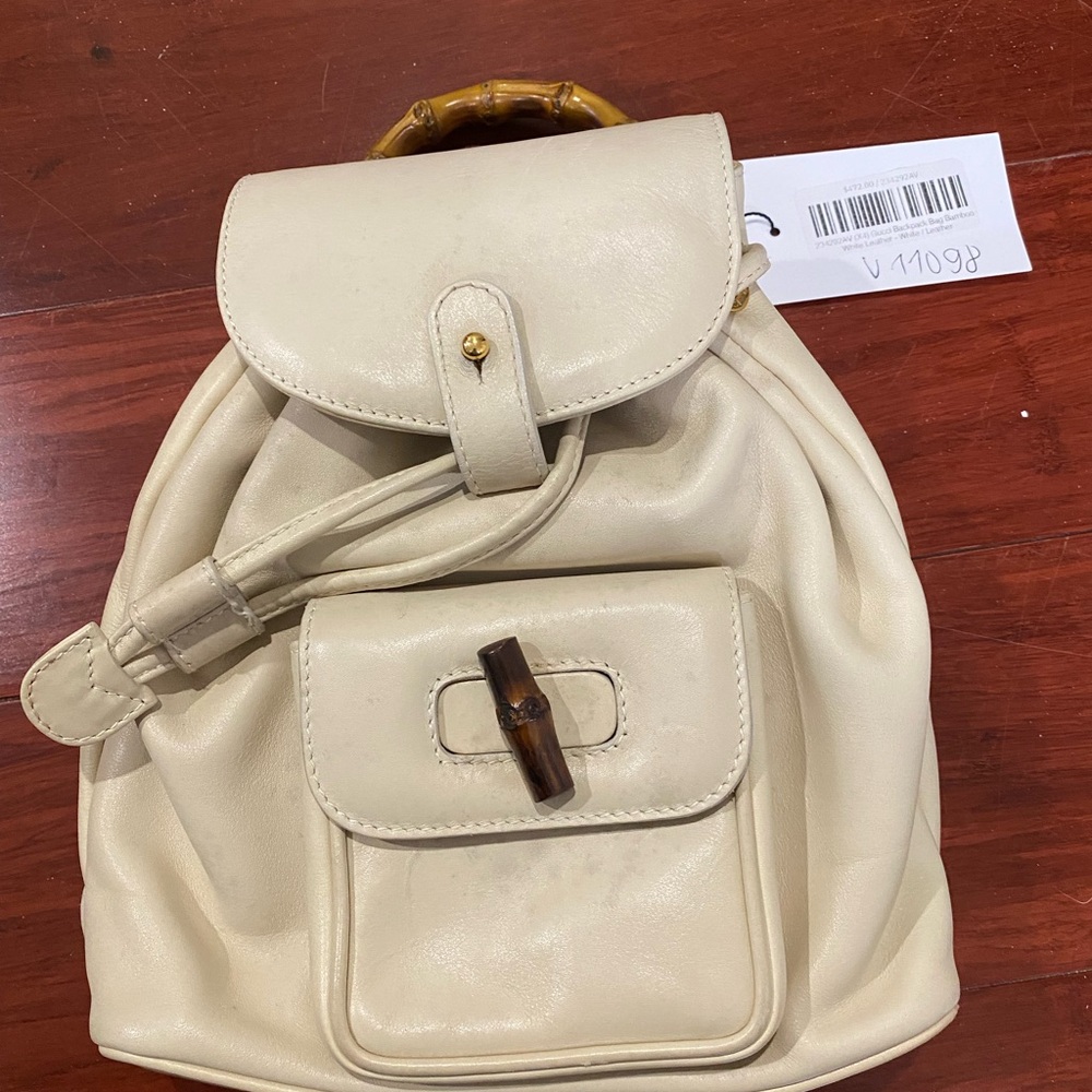 Elegant Gucci Cream Backpack with Bamboo Handle